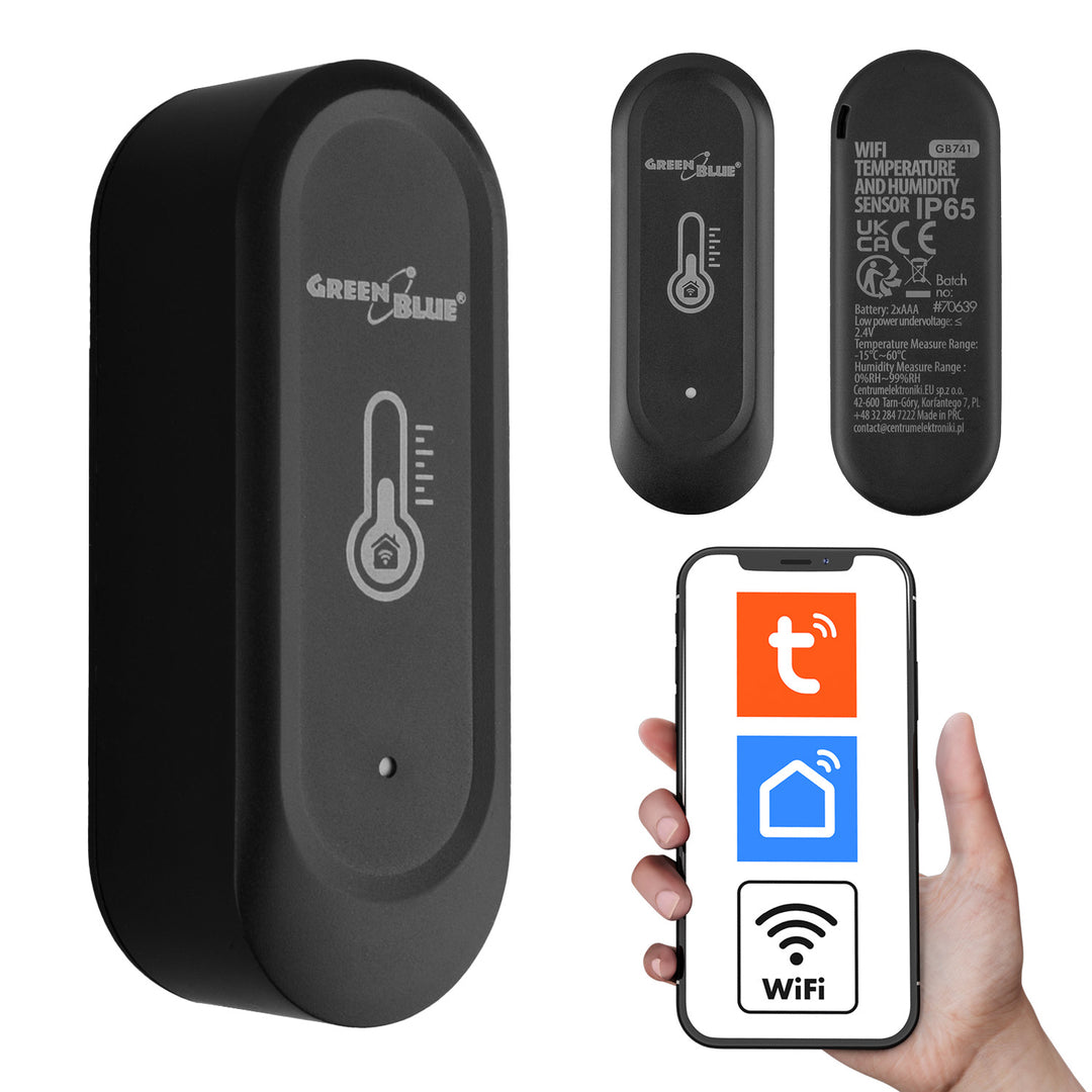 Sensore esterno di temperatura e umidità WiFi GreenBlue, Android/iOS, 3,0 V CC, LR03x2, IP65, GB741