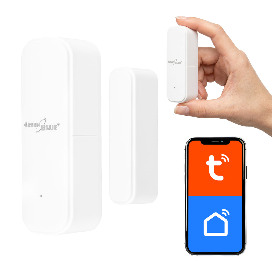 Contatto magnetico wireless / sensore di apertura WiFi GreenBlue, Android/iOS, per porte / finestre, 3,0 V CC, LR03x2, GB479 W