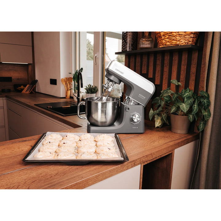 Robot da cucina planetario Concept Dough Expert, potenza 1900 W, doppio gancio, funzione di riscaldamento della ciotola, 6 velocità diverse, RM6010