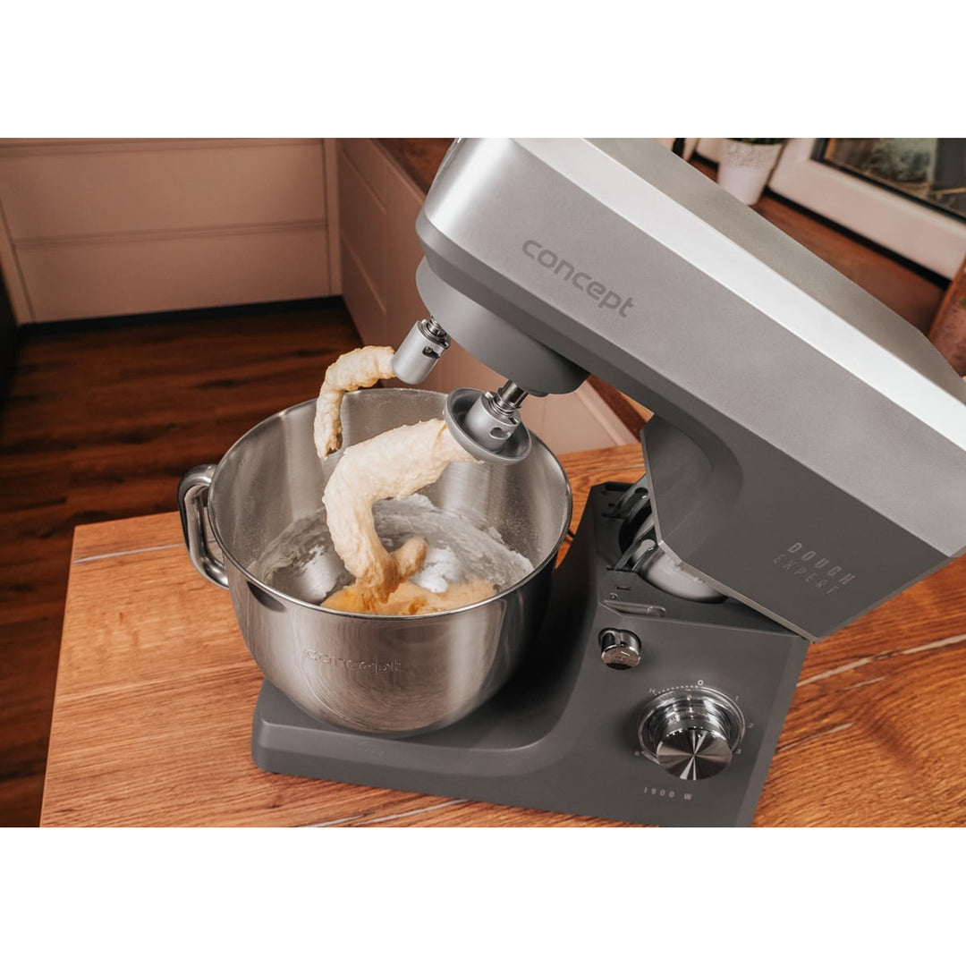Robot da cucina planetario Concept Dough Expert, potenza 1900 W, doppio gancio, funzione di riscaldamento della ciotola, 6 velocità diverse, RM6010