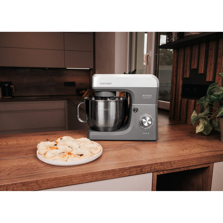Robot da cucina planetario Concept Dough Expert, potenza 1900 W, doppio gancio, funzione di riscaldamento della ciotola, 6 velocità diverse, RM6010