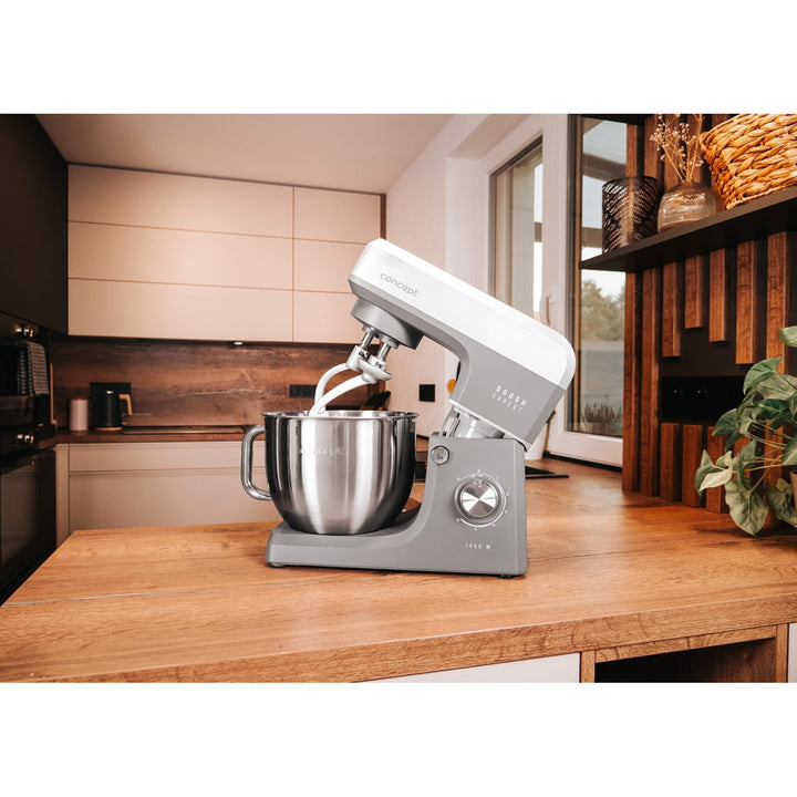 Robot da cucina planetario Concept Dough Expert, potenza 1900 W, doppio gancio, funzione di riscaldamento della ciotola, 6 velocità diverse, RM6010