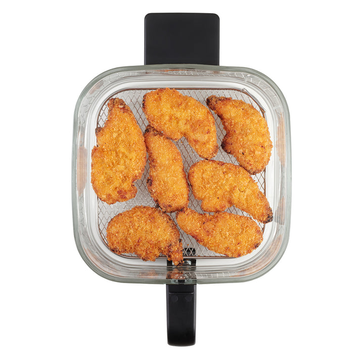 Friggitrice senza olio Concept Glass&Fast, capacità 5,5 L, 7 programmi, display LED touchscreen, modalità di frittura salutare, contenitore in vetro, FR5500