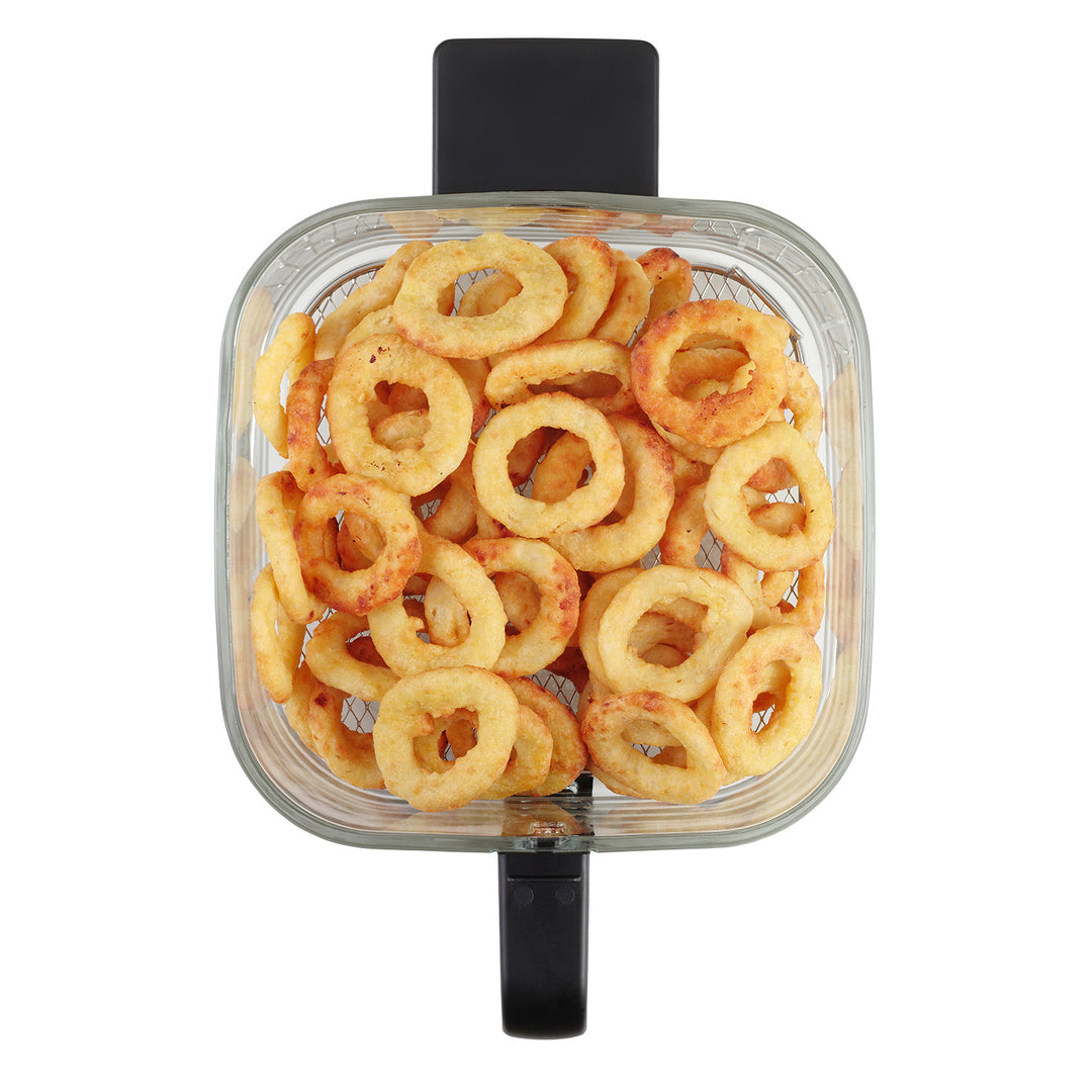 Friggitrice senza olio Concept Glass&Fast, capacità 5,5 L, 7 programmi, display LED touchscreen, modalità di frittura salutare, contenitore in vetro, FR5500