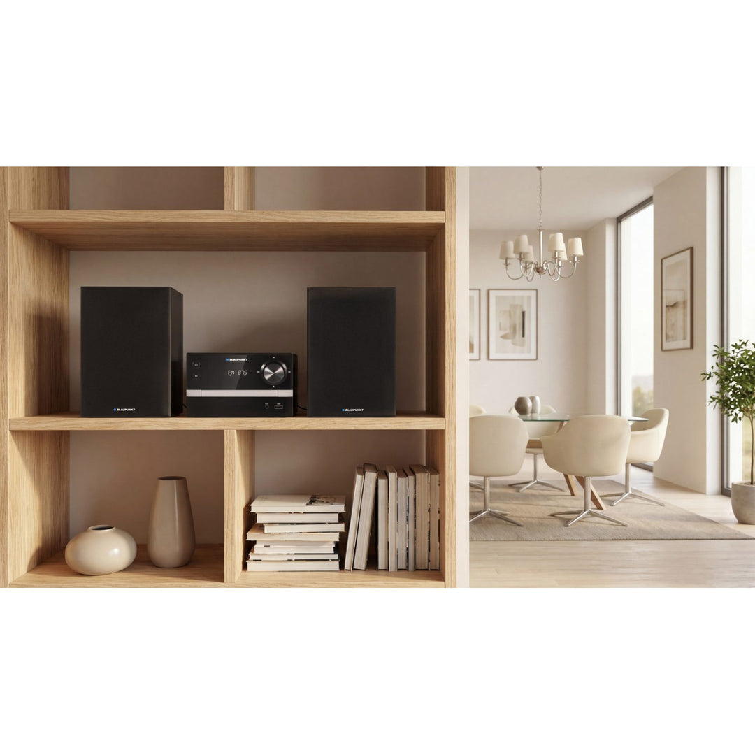 Microtorre Blaupunkt, Bluetooth, radio FM, potenza 20 W RMS, orologio con funzione sveglia, CD/MP3/USB/AUX, MS9BT