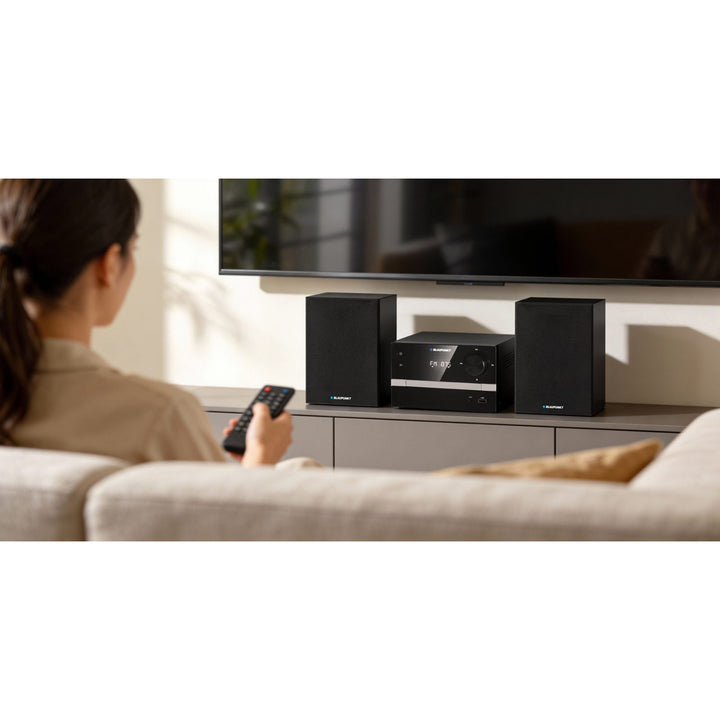 Microtorre Blaupunkt, Bluetooth, radio FM, potenza 20 W RMS, orologio con funzione sveglia, CD/MP3/USB/AUX, MS9BT