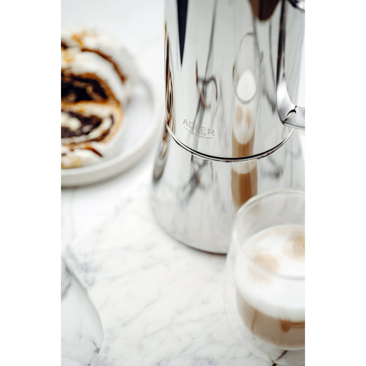 Caffettiera Adler, macchina per caffè espresso, capacità 620 ml, colore argento acciaio, AD 4417