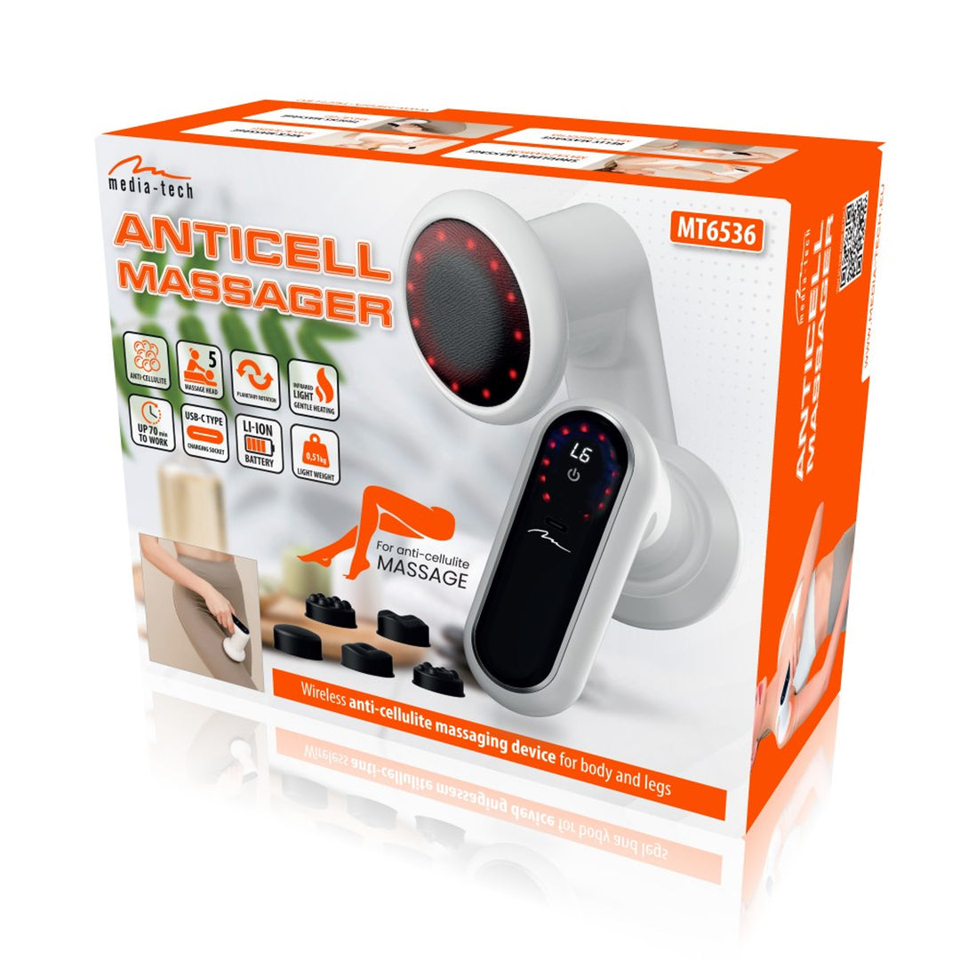 Massaggiatore anticellulite, MEDIA-TECH, pistola massaggiante, 5 testine massaggianti, 6 velocità, MT6536