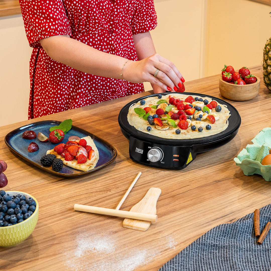 Frittelliera Teesa, padella elettrica per frittelle, diametro della piastra 30 cm, potenza 1200 W, TSA3235