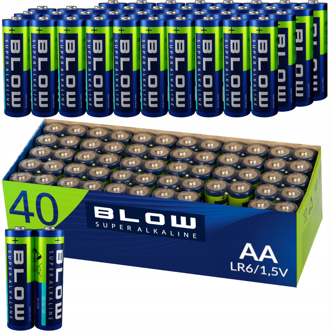 Batterie alcaline AA Blow, LR6, tensione 1,5 V, confezione da 40 pezzi