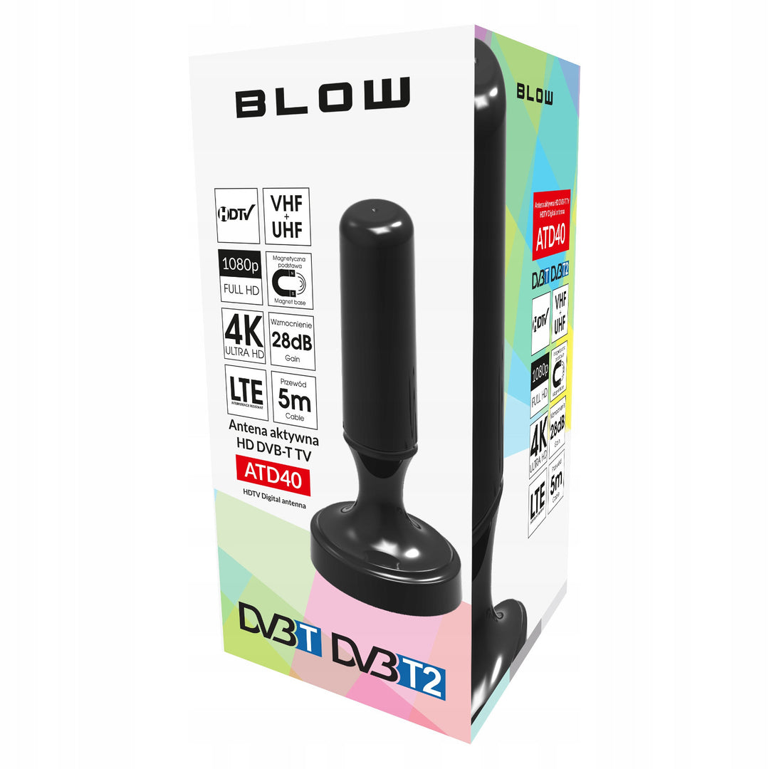 Antenna DVB-T Blow, attiva interna, guadagno 28dB, filtro LTE integrato, ricezione nella banda 168-790 MHz, 21-040#
