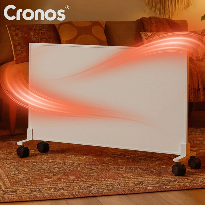 Riscaldatore a infrarossi Cronos, 800 W, ideale per chi soffre di allergie, superficie opaca, ultrasottile, termostato integrato e controllo remoto tramite telefono o telecomando, Carbon P800 TWP