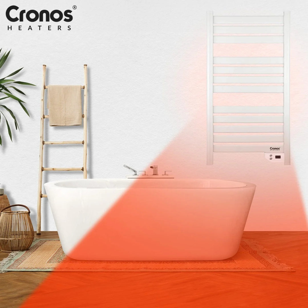 Radiatore elettrico da bagno Cronos, potenza 500 W, riscalda ambienti fino a 6 m², display LCD, funzione AUTO, TIMER e rilevamento finestra aperta, TW-500