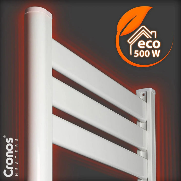 Radiatore elettrico da bagno Cronos, potenza 500 W, riscalda ambienti fino a 6 m², display LCD, funzione AUTO, TIMER e rilevamento finestra aperta, TW-500