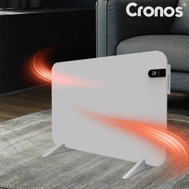 Riscaldatore elettrico Cronos, colore bianco, potenza 450 W, riscaldamento di ambienti fino a 14 m², termostato integrato, comando a distanza, funzione di rilevamento finestra aperta, piedini inclusi, WFH-450TW
