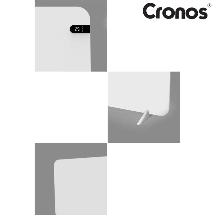 Riscaldatore elettrico Cronos, colore bianco, potenza 450 W, riscaldamento di ambienti fino a 14 m², termostato integrato, comando a distanza, funzione di rilevamento finestra aperta, piedini inclusi, WFH-450TW