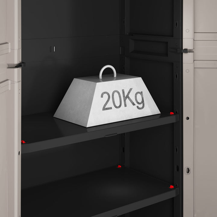 Armadio basso Keter, ripiani regolabili, struttura rinforzata, colore: grigio/nero, Pro