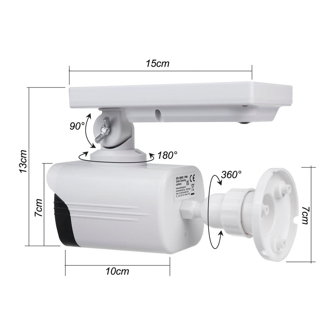 Falsa telecamera solare, LED lampeggiante, sensore di movimento, illuminazione a LED, adesivo gratuito, SOL1800S, 2 pezzi