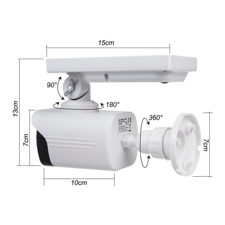 Falsa telecamera solare, LED lampeggiante, sensore di movimento, illuminazione a LED, adesivo gratuito, SOL1800S, 2 pezzi