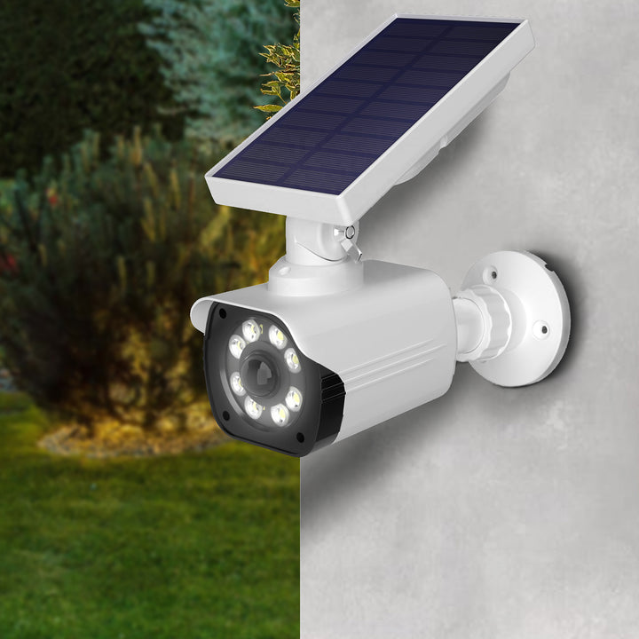 Falsa telecamera solare, LED lampeggiante, sensore di movimento, illuminazione a LED, adesivo gratuito, SOL1800S, 2 pezzi
