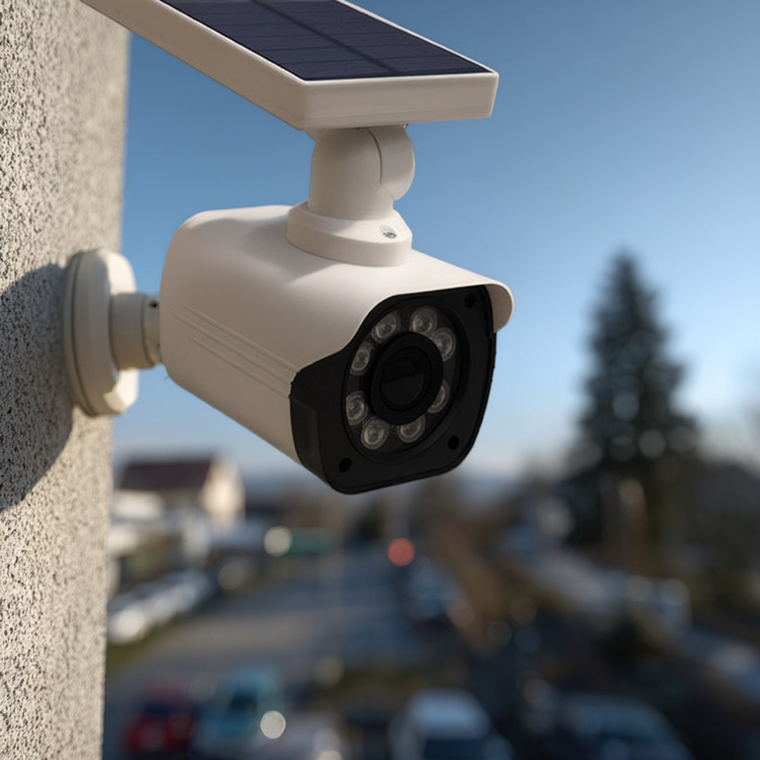 Falsa telecamera solare, LED lampeggiante, sensore di movimento, illuminazione a LED, adesivo gratuito, SOL1800S, 4 pezzi