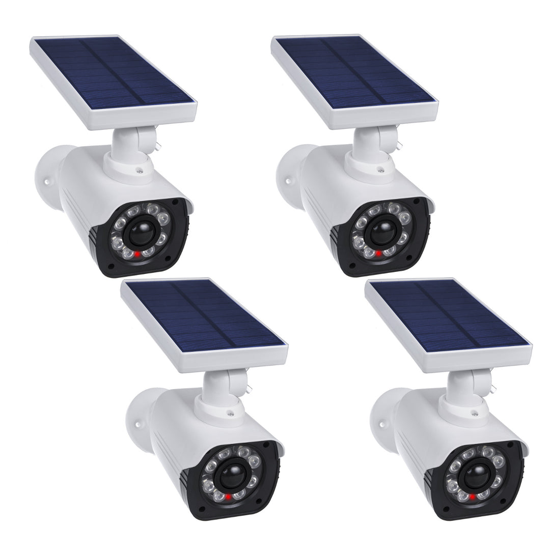 Falsa telecamera solare, LED lampeggiante, sensore di movimento, illuminazione a LED, adesivo gratuito, SOL1800S, 4 pezzi