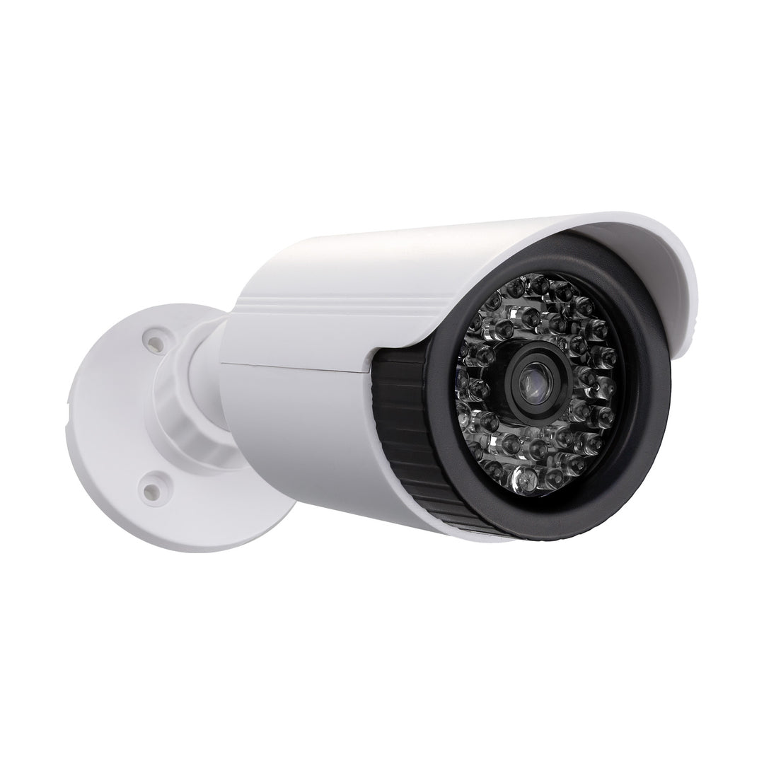 Set di due telecamere tubolari finte, LED IR, bianche, alimentazione 2xAA (incluse), ABS, IR1800 WT
