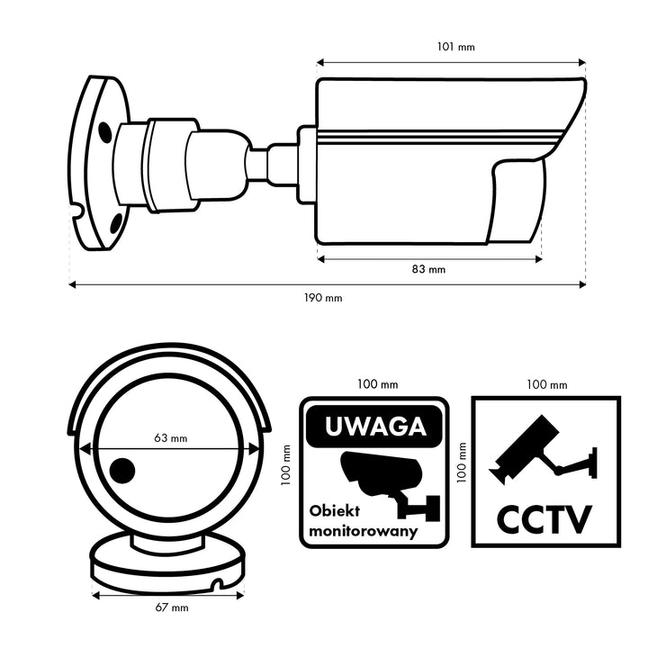Set di due telecamere tubolari finte, LED IR, bianche, alimentazione 2xAA (incluse), ABS, IR1800 WT