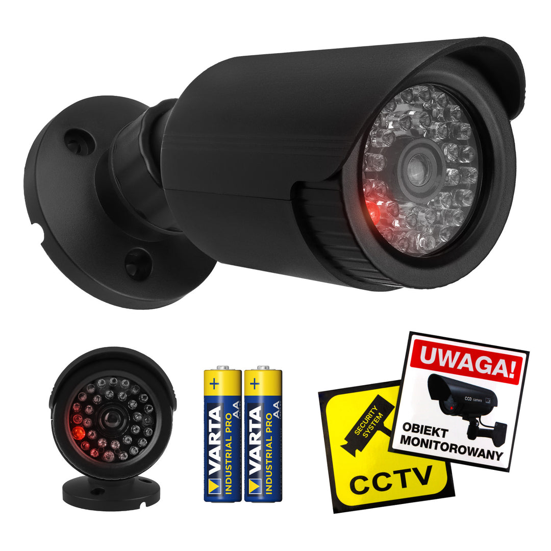 Falsa telecamera tubolare, LED IR, nera, alimentazione 2xAA (incluse), ABS, IR1800 B