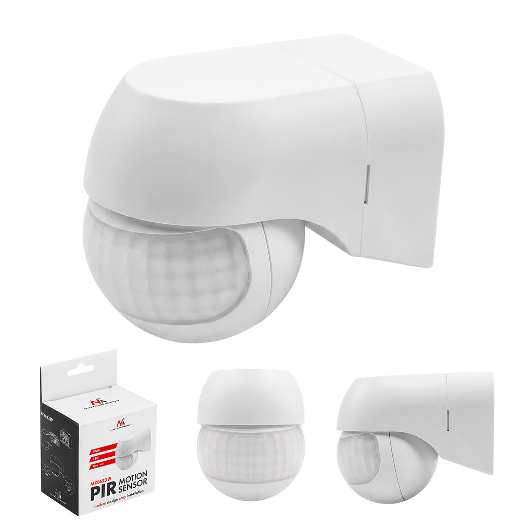 Rilevatore di movimento PIR 12-24 V Maclean, a infrarossi, IP44, bianco, portata 12 m, carico massimo 60/120 W, MCE623 W