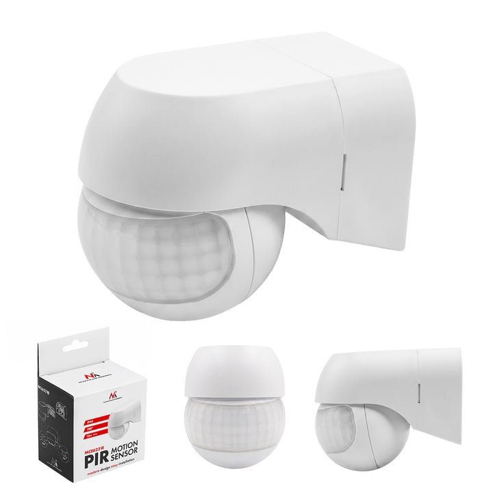 Rilevatore di movimento PIR 12-24 V Maclean, a infrarossi, IP44, bianco, portata 12 m, carico massimo 60/120 W, MCE623 W
