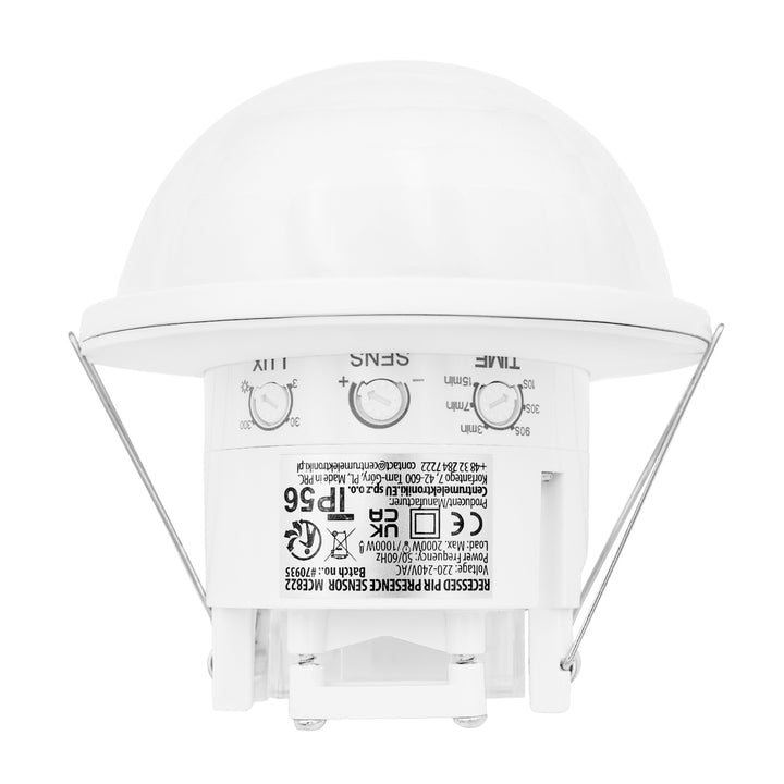 Rilevatore di presenza PIR Maclean, da incasso, portata 10x40 m, 1000 W/2000 W, 220-240 V CA, 50/60 Hz, IP54, MCE822