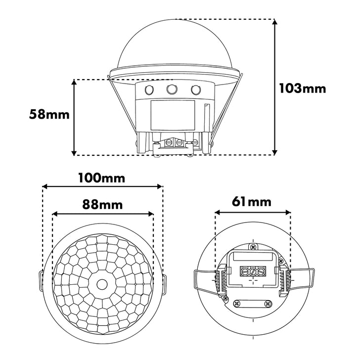 Rilevatore di presenza PIR Maclean, da incasso, portata 10x40 m, 1000 W/2000 W, 220-240 V CA, 50/60 Hz, IP54, MCE822