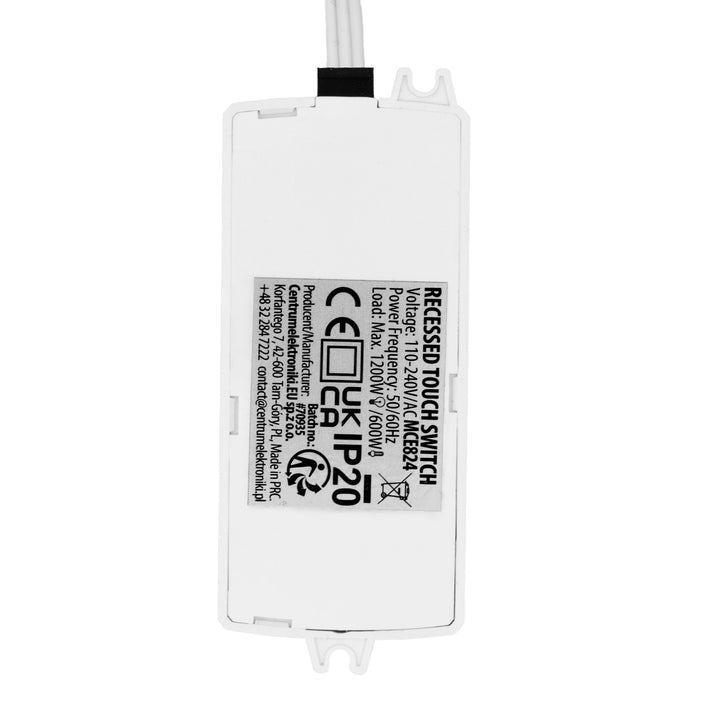 Interruttore touch da incasso Maclean, <40 mm, 110-240 V CA, carico massimo 600 W per LED, MCE824