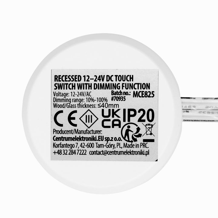 Interruttore a sfioramento da incasso Maclean, <40 mm, 12-24 V CC, carico massimo 48/96 W, MCE825