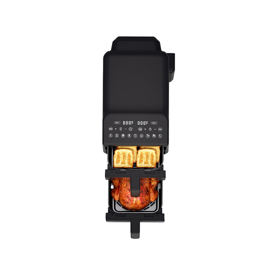 Friggitrice senza olio LAFE, air fryer, 2 camere da 5 L, potenza 2460 W, display LCD, Dual Fry