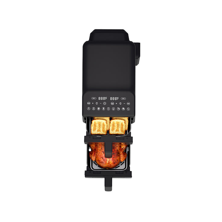 Friggitrice senza olio LAFE, air fryer, 2 camere da 5 L, potenza 2460 W, display LCD, Dual Fry