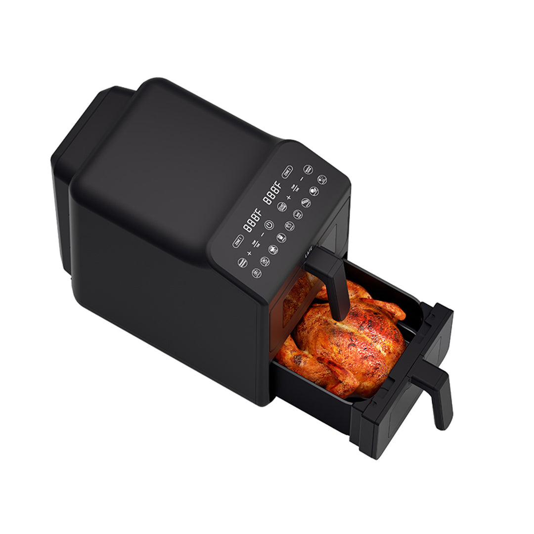 Friggitrice senza olio LAFE, air fryer, 2 camere da 5 L, potenza 2460 W, display LCD, Dual Fry