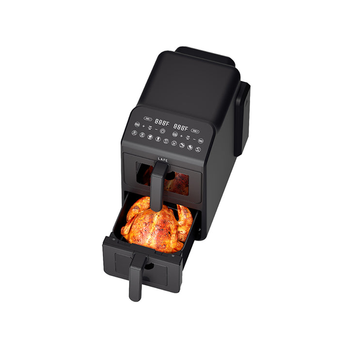 Friggitrice senza olio LAFE, air fryer, 2 camere da 5 L, potenza 2460 W, display LCD, Dual Fry