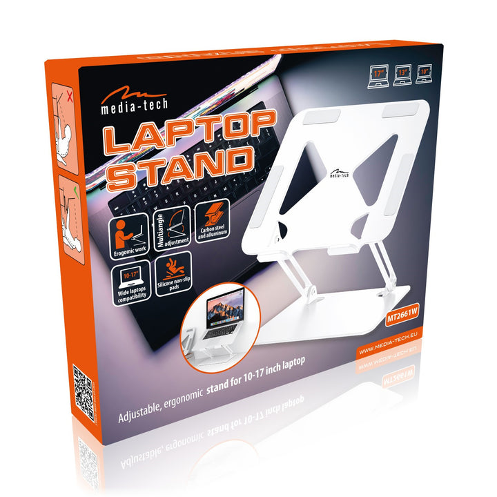 Supporto regolabile ed ergonomico per laptop da 10-17 pollici LAPTOP STAND MT2661W, Mediatech