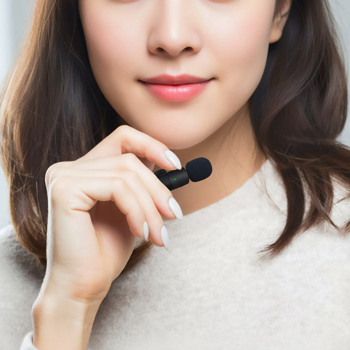 MICRO-MIC DUO - 2 microfoni wireless a clip (set), iOS e Android (OTG), mini, super sensibili. USB-C e LIGHTNING, Mediatech