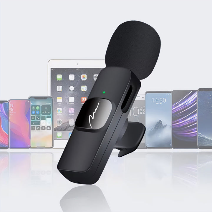 MICRO-MIC DUO - 2 microfoni wireless a clip (set), iOS e Android (OTG), mini, super sensibili. USB-C e LIGHTNING, Mediatech