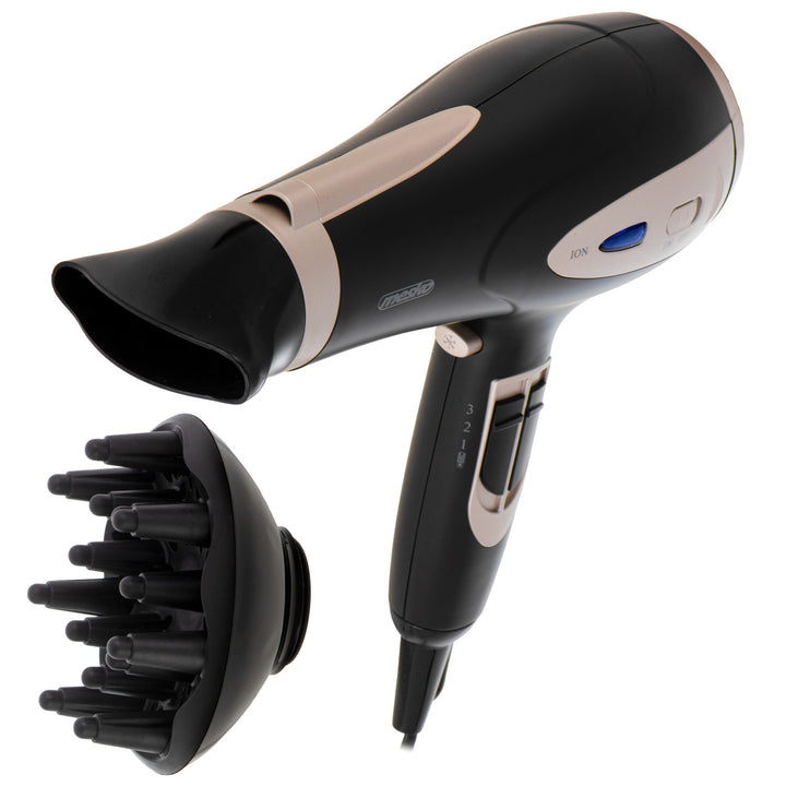 Asciugacapelli Mesko, funzione ionizzazione, diffusore, potenza 2200 W, nero, MS 2287