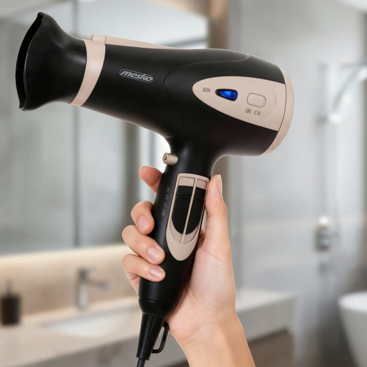 Asciugacapelli Mesko, funzione ionizzazione, diffusore, potenza 2200 W, nero, MS 2287