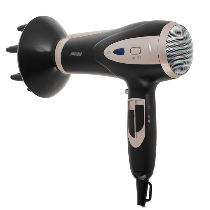 Asciugacapelli Mesko, funzione ionizzazione, diffusore, potenza 2200 W, nero, MS 2287