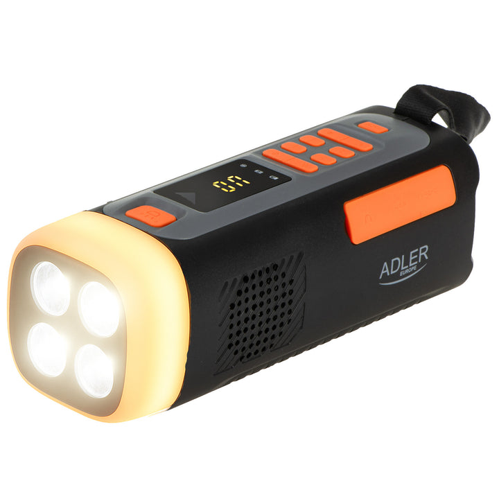 Radio di emergenza Adler, con pannello solare, manovella e powerbank, Bluetooth 5.0, torcia LED 4W, 4500 mAh, AD 1920