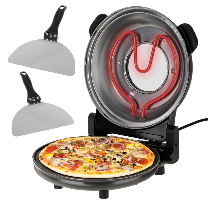 Forno per pizza Adler, regolazione della temperatura fino a 400 °C, pietra ceramica, due resistenze, AD 6314