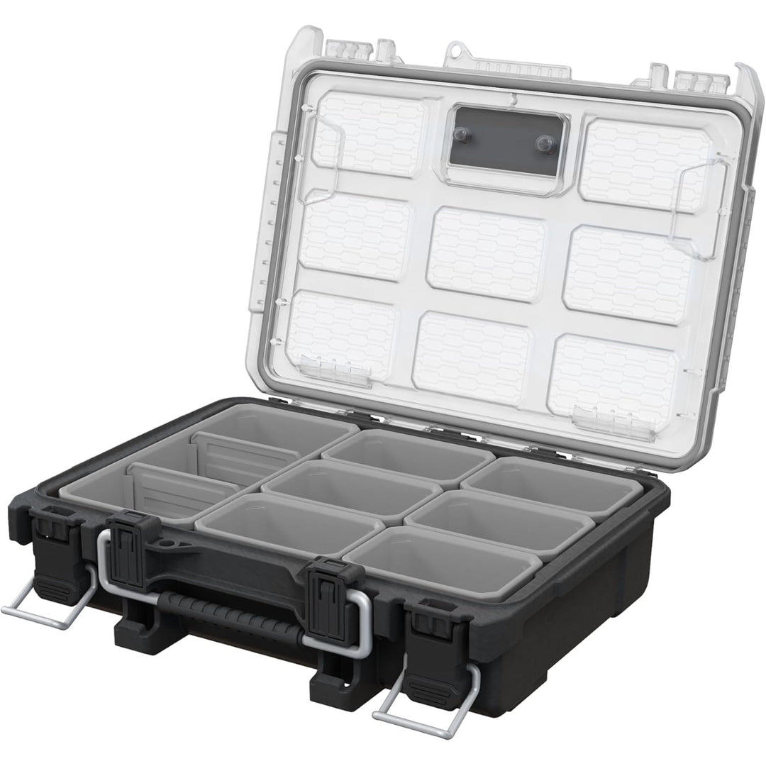 Portautensili Keter ROC Pro Gear 2.0, supporto per montaggio a parete, coperchio trasparente e resistente, guarnizione di protezione contro polvere e acqua, chiusure a scatto in metallo, 256983