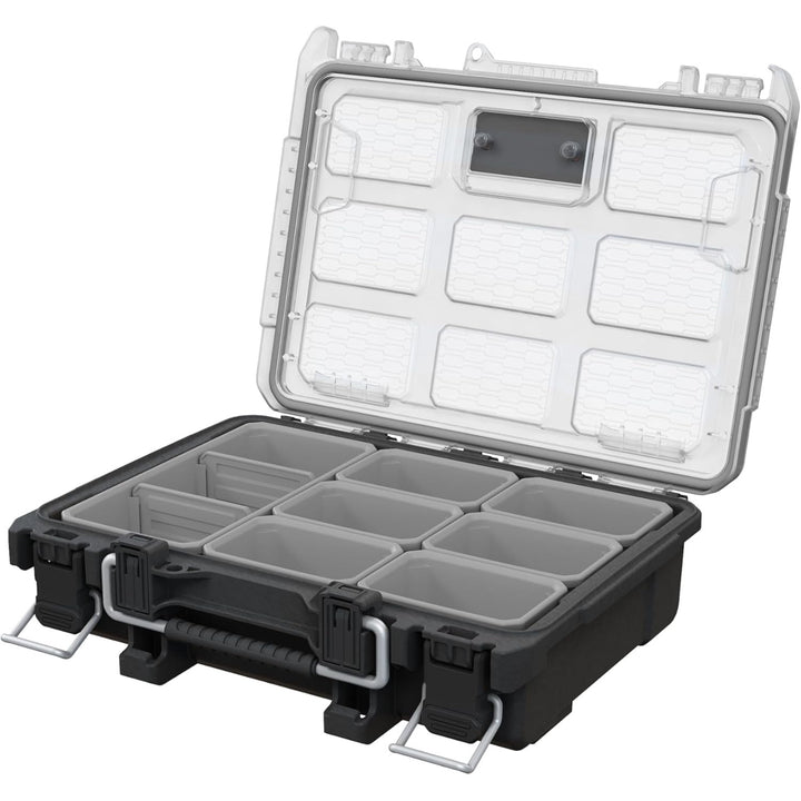 Portautensili Keter ROC Pro Gear 2.0, supporto per montaggio a parete, coperchio trasparente e resistente, guarnizione di protezione contro polvere e acqua, chiusure a scatto in metallo, 256983