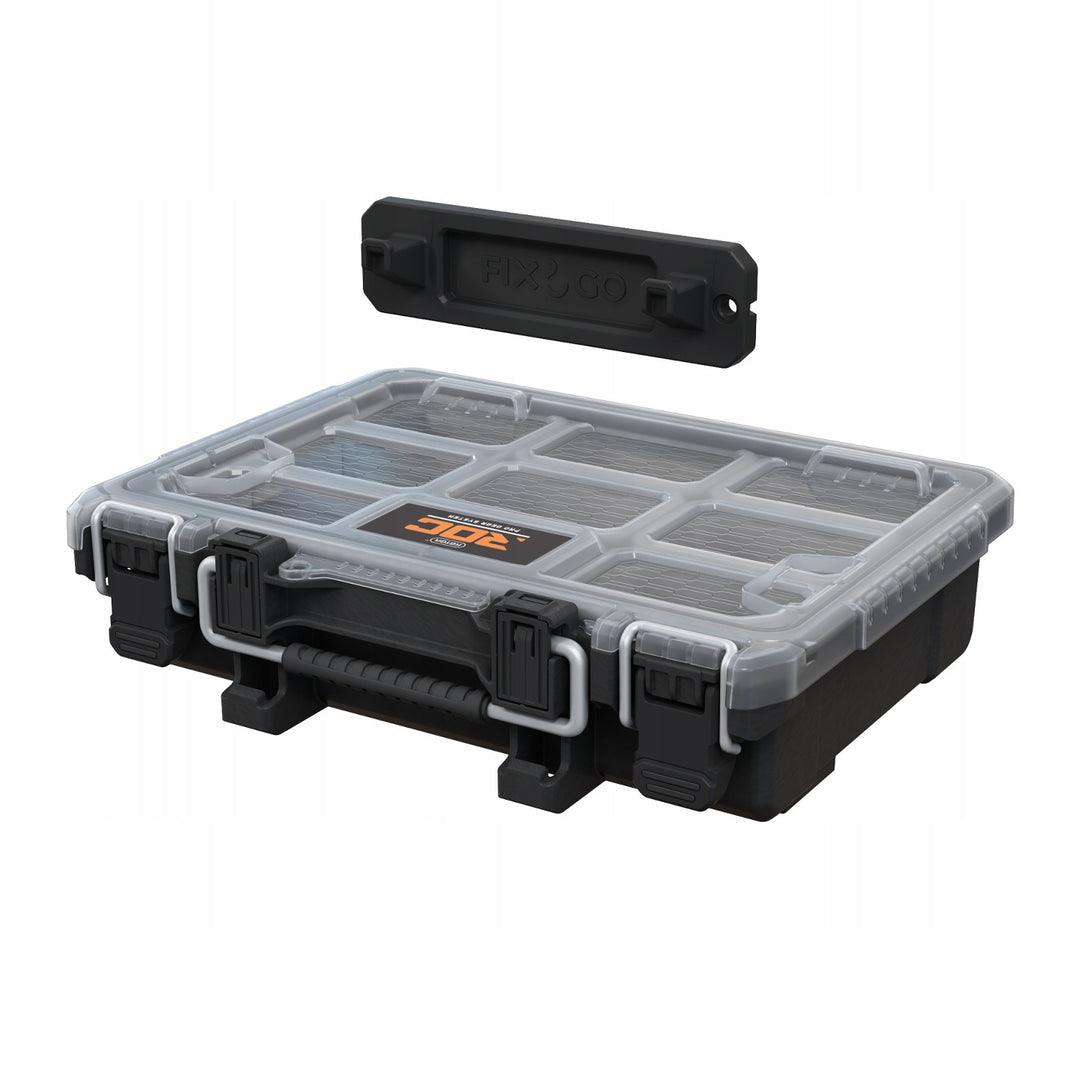 Portautensili Keter ROC Pro Gear 2.0, supporto per montaggio a parete, coperchio trasparente e resistente, guarnizione di protezione contro polvere e acqua, chiusure a scatto in metallo, 256983